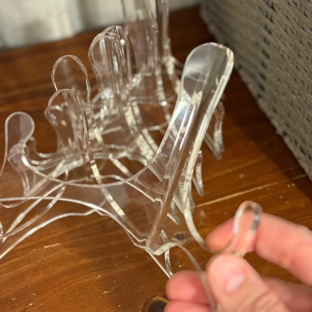 Set of 8 Clear Acrylic Plate Stands from The Container Store